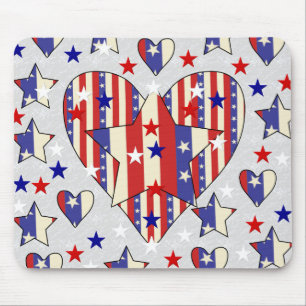 Independence Day Hearts Mouse Pad
