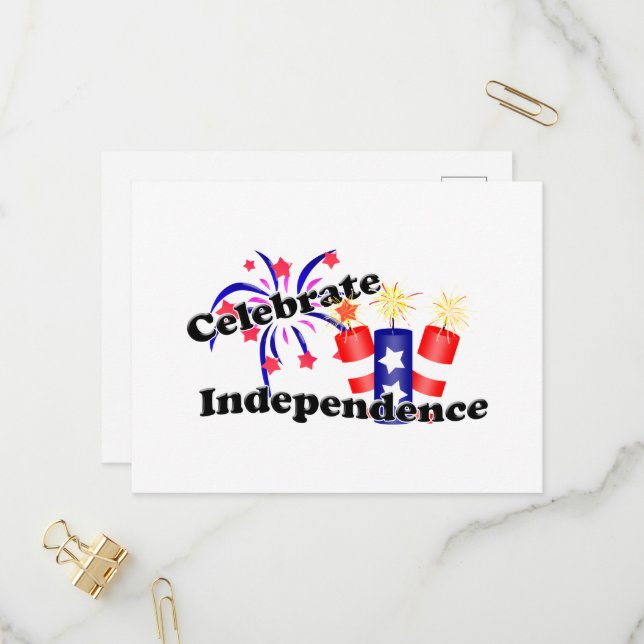 Independence Day Invitation Postcard (Front/Back In Situ)