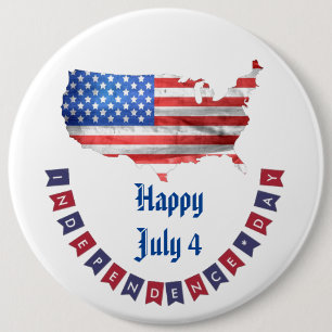 Independence Day July 4 American Flag USA Country 6 Inch Round Button