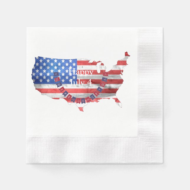 Independence Day July 4 American Flag USA Country Napkin (Front)