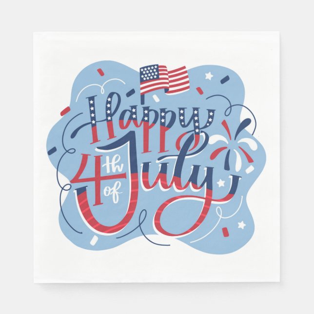 Independence Day July 4th Paper Napkin (Front)