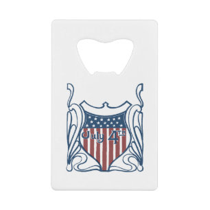 Independence Day July 4th Vintage Shield w/Stars Credit Card Bottle Opener