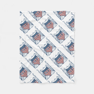 Independence Day July 4th Vintage Shield w/Stars Fleece Blanket
