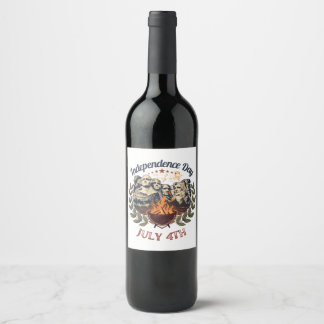 Independence Day Mount Rushmore July 4th Wine Label