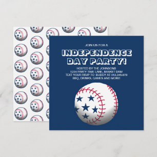 Independence Day Party Baseball Invitation