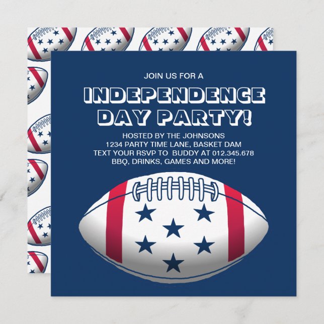 Independence Day Party Football Invitation (Front/Back)