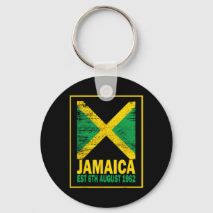 Independence Day Shirt 6th August Jamaica Since 19 Keychain