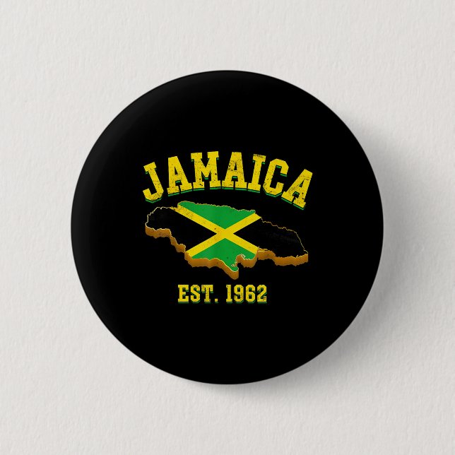 Independence Day Shirt Jamaican Flag Map Pride  2 Inch Round Button (Front)