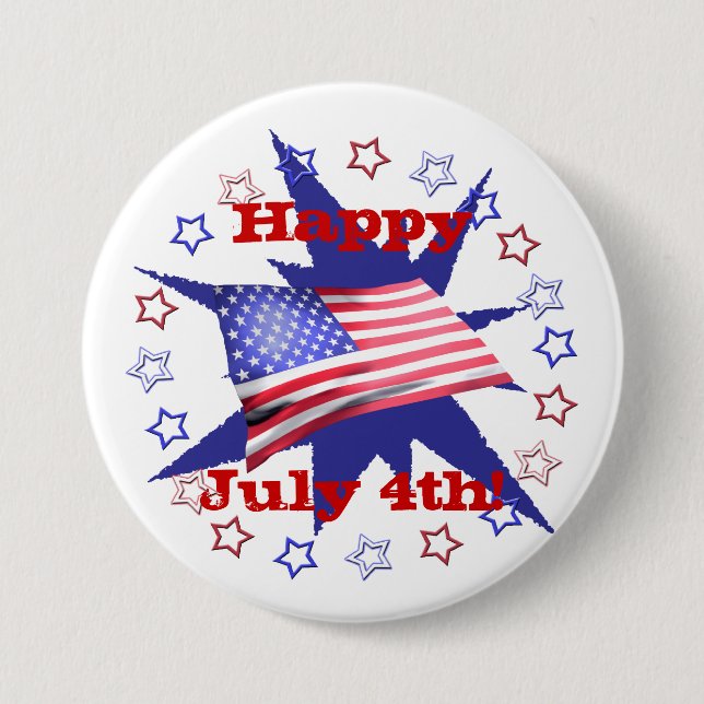 Independence Day Star Circle 3 Inch Round Button (Front)