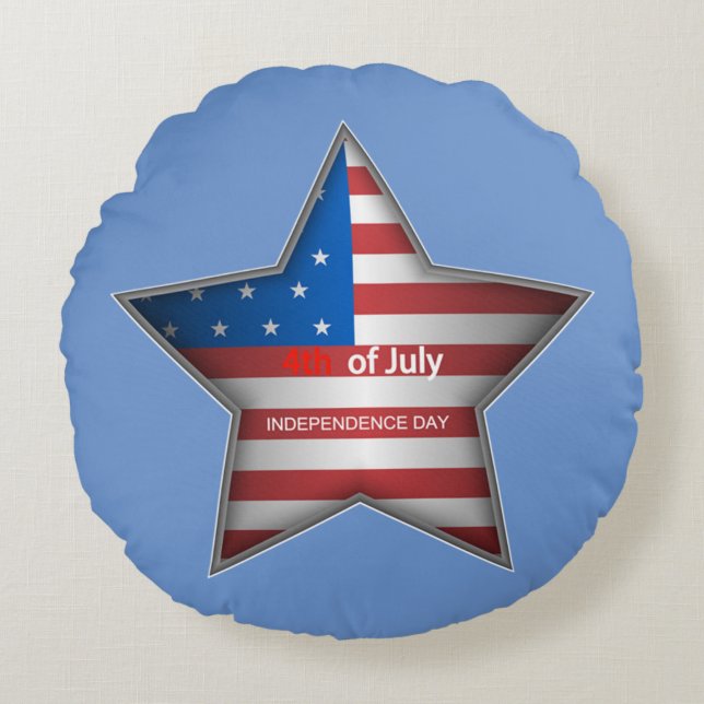 Independence Day Star Round Pillow (Front)