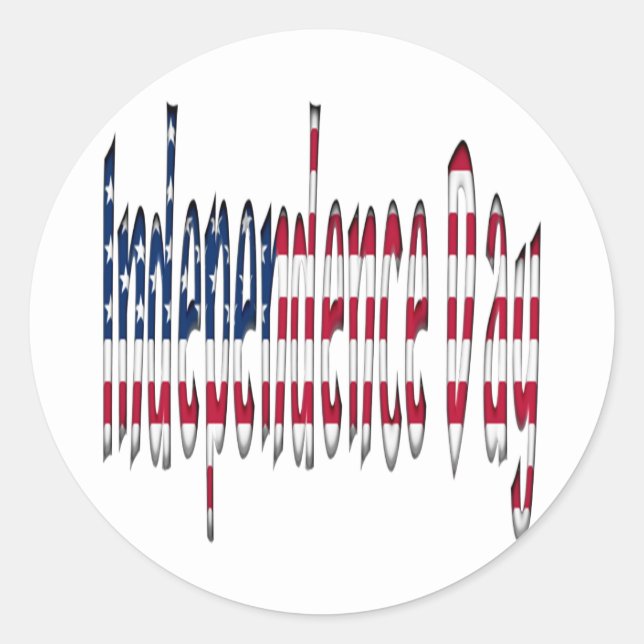 Independence Day Stars and Stripes USA Typography Classic Round Sticker (Front)