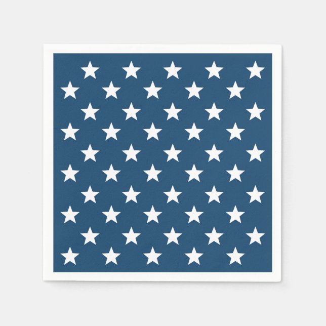 Independence Day Stars in White on Navy Blue Napkin (Front)