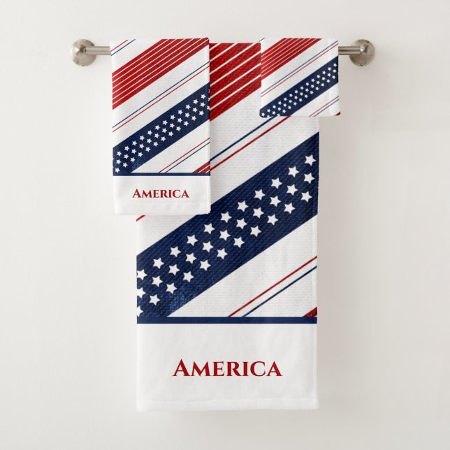 Independence Day Stars & Stripes | America Bath Towel Set (Insitu)