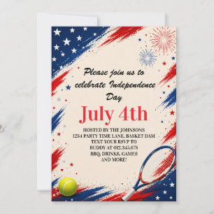 Independence Day Tennis Background Art Invitation