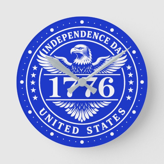 Independence Day United States Eagle Badge Round Clock (Front)