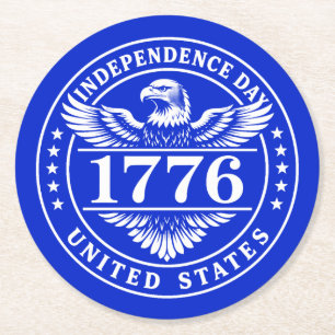 Independence Day United States Eagle Badge Round Paper Coaster