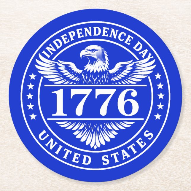 Independence Day United States Eagle Badge Round Paper Coaster (Front)