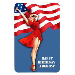 Independence Day . US Patriotic Pin-Up Gift Magnet