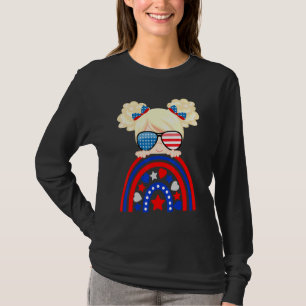 Independence Day Usa Girls Kids Peekaboo Girl T-Shirt