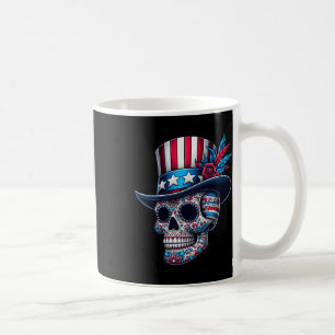 Independence Day Usa Patriot Skull 4th Of July Sug Coffee Mug