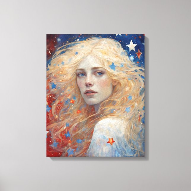 Independence Day Woman Red White Blue  Canvas Print (Front)