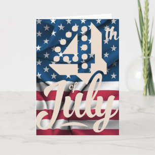 Independence July 4 american flag vintage script Card