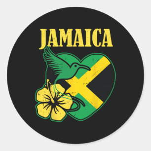 Independence Shirt Jamaican Flag Flower And Bird  Classic Round Sticker