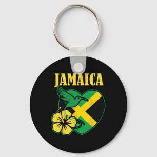 Independence Shirt Jamaican Flag Flower And Bird Keychain
