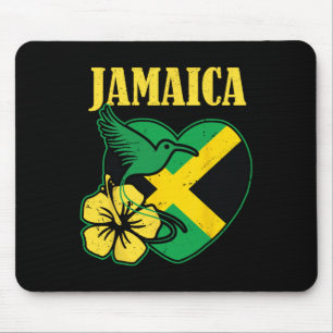 Independence Shirt Jamaican Flag Flower And Bird Mouse Pad