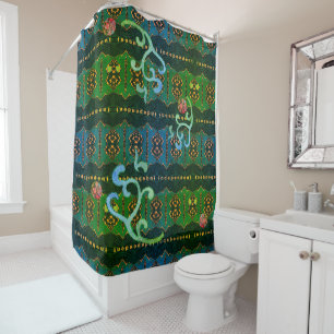 Independent and Elegant in Green Shower Curtain
