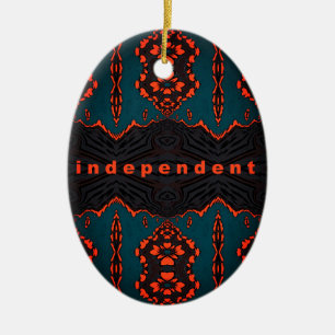 Independent and Proud! in green and orange Ceramic Ornament