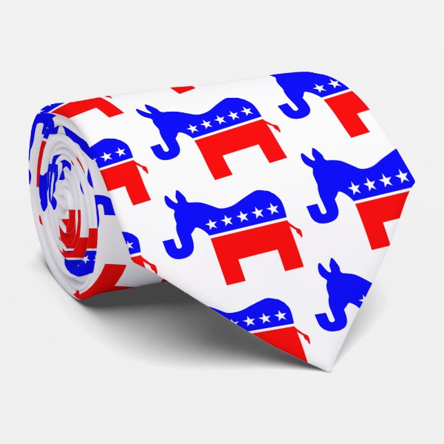 INDEPENDENT & BIPARTISAN - Donkey/Elephant Hybrid Tie (Rolled)