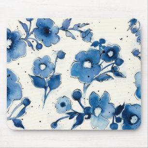 Independent Blue Blooms Mouse Pad