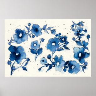 Independent Blue Blooms Poster
