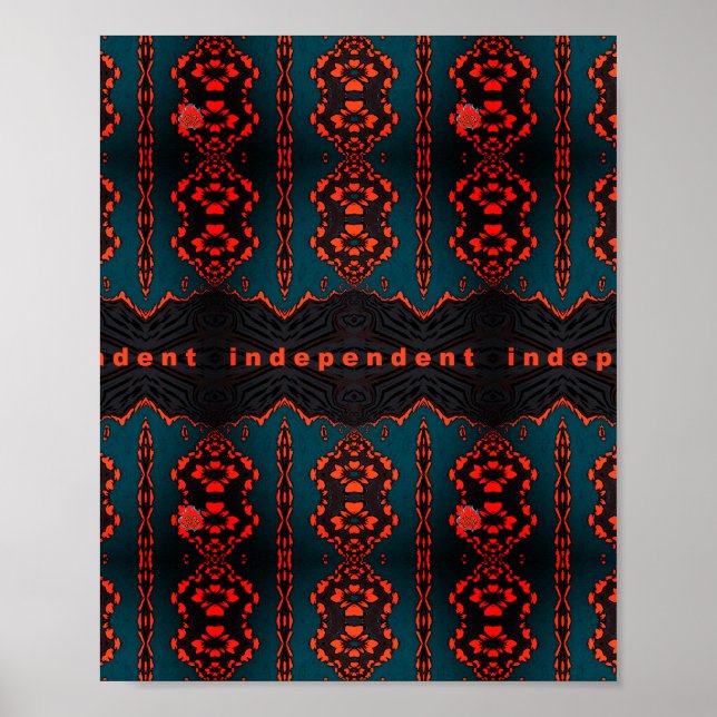 Independent: Dark Green and Orange Fractal Pattern Poster (Front)