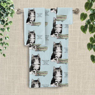 Independent Grey Tabby Blue Cute Funny Cat Bath Towel Set