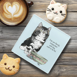 Independent Grey Tabby Blue Cute Funny Cat Glass Coaster