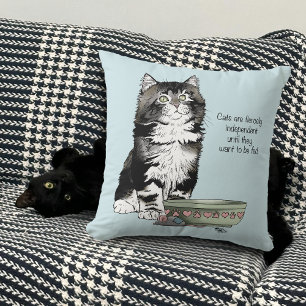 Independent Grey Tabby Blue Cute Funny Cat Throw Pillow