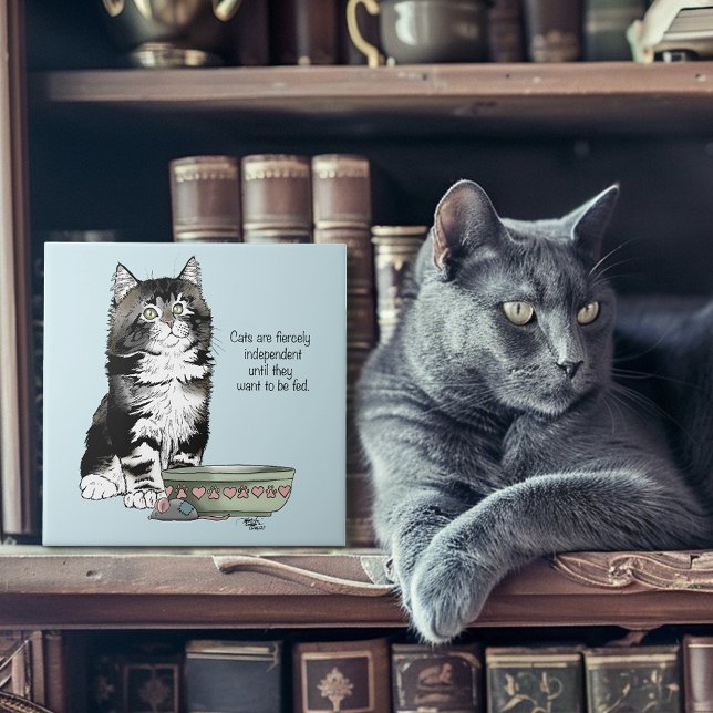 Independent Grey Tabby Blue Cute Funny Cat Tile (Creator Uploaded)