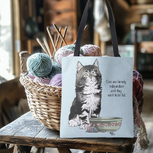 Independent Grey Tabby Blue Cute Funny Cat Tote Bag