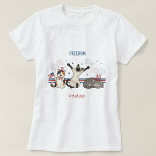 Independent Meowtions – Funny 4th of July Cat  T-Shirt