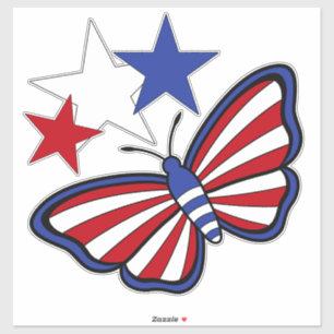 Independent Red, White, Blue Graphical Butterfly