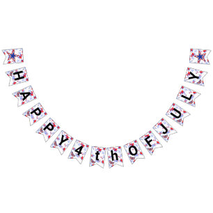 Independent Red, White, Blue Graphical Butterfly Bunting Flags