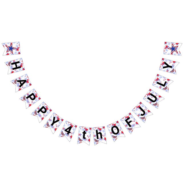 Independent Red, White, Blue Graphical Butterfly Bunting Flags (All)