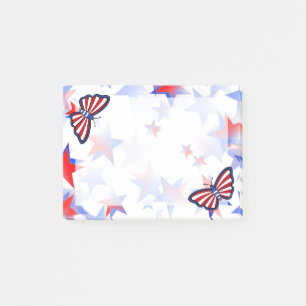 Independent Red, White, Blue Graphical Butterfly Post-it Notes