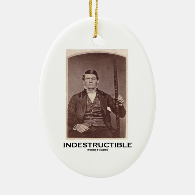 Indestructible (Phineas Gauge) Ceramic Ornament (Back)