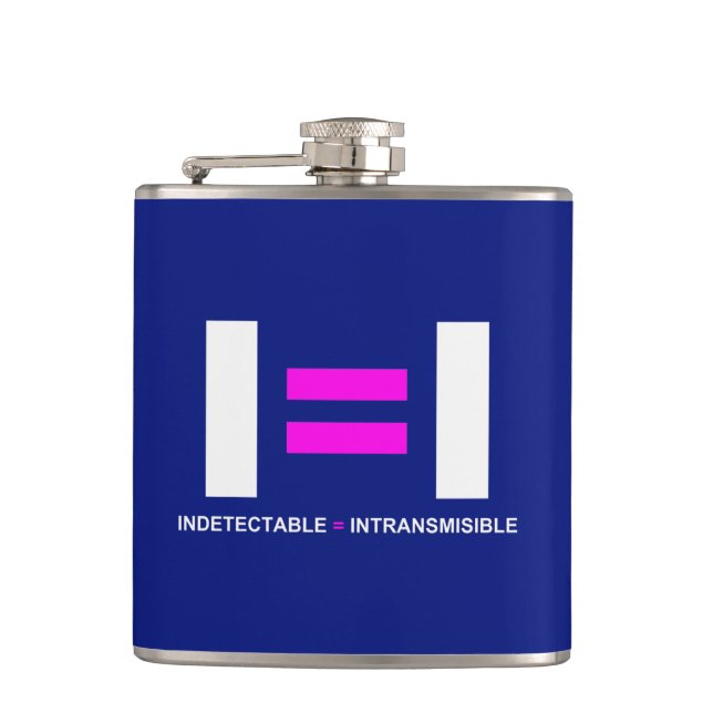 Indetectable es igual a Intransmisible VIH Hip Flask (Front)