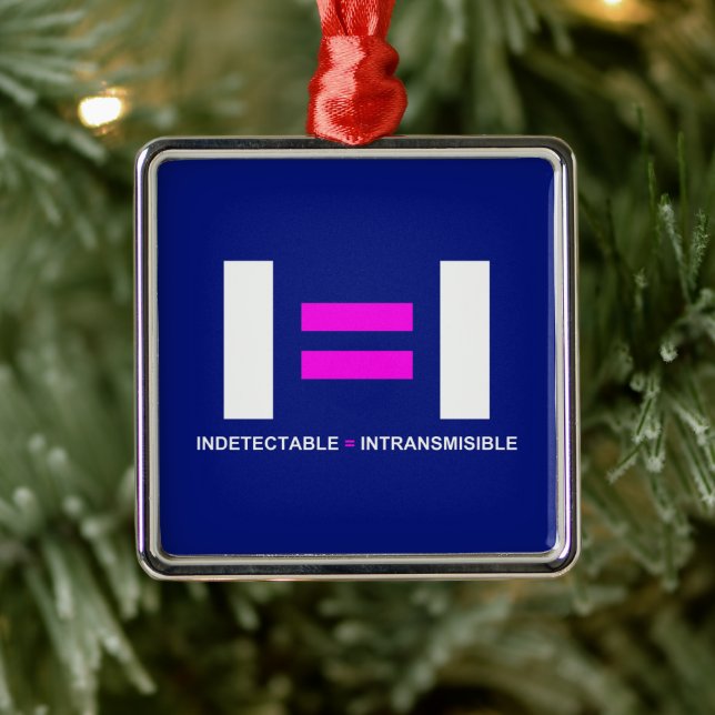 Indetectable es igual a Intransmisible VIH Metal Ornament (Tree)