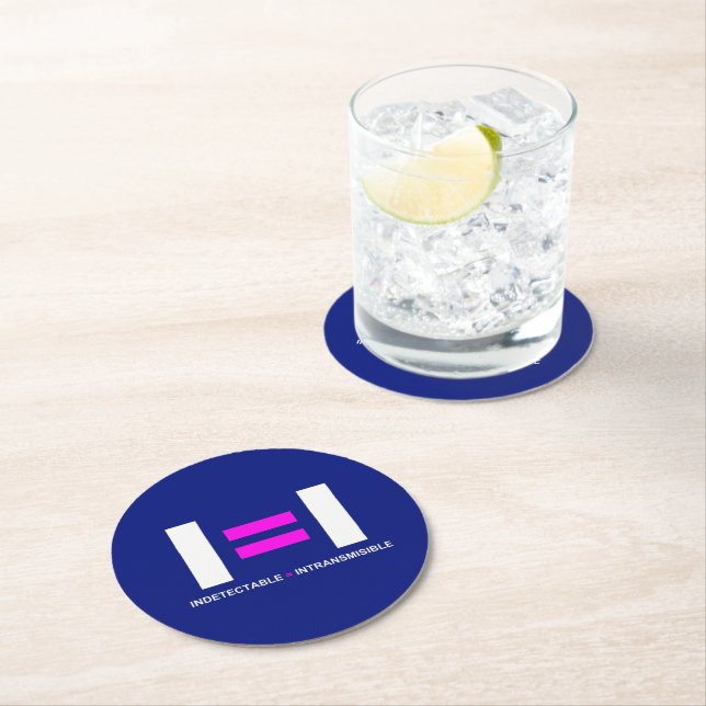 Indetectable es igual a Intransmisible VIH Round Paper Coaster (Insitu)