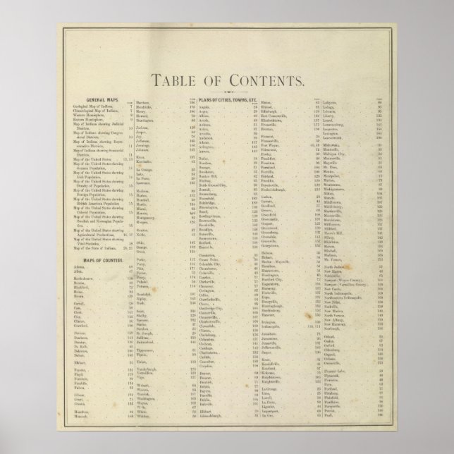 Index Indiana illustrated historical atlas 2 Poster (Front)